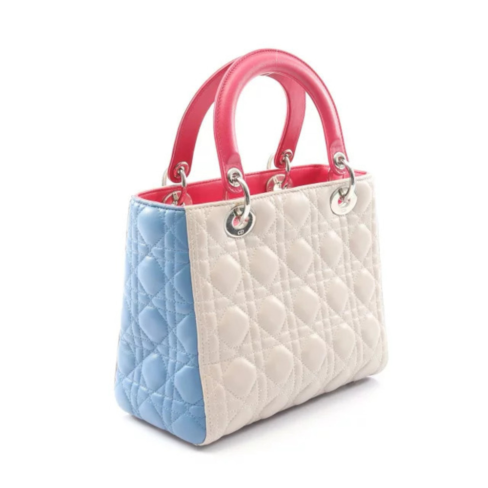 Dior Leather LADY Pink Beige Handbag Blue Cannage Tan Blue